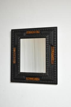 Pair of carved ebonised wood and trompe loeil turshell mirrors XIXth c  - 4684574