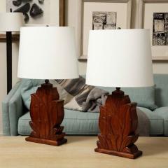 Pair of carved lamps - 4183659