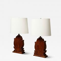 Pair of carved lamps - 4185607
