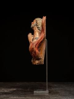 Pair of carved oak Souls in Purgatory male and female 17th C Southern Europe - 4492120