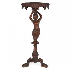 Pair of carved walnut antique Baroque style side tables - 1683176