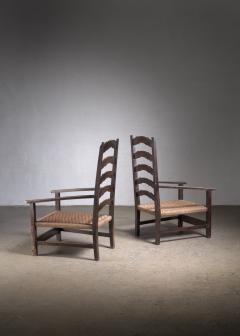 Pair of carved wood armchairs - 3273723