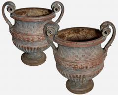 Pair of cast iron garden vases Fonderie dart du Val dOsne France circa 1850 - 4334377