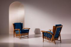Pair of cherrywood lounge chairs Italy 1950s - 4396453