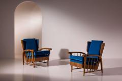 Pair of cherrywood lounge chairs Italy 1950s - 4396456