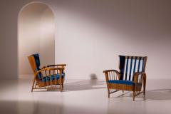 Pair of cherrywood lounge chairs Italy 1950s - 4396467