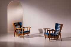 Pair of cherrywood lounge chairs Italy 1950s - 4396476