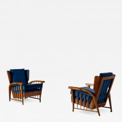Pair of cherrywood lounge chairs Italy 1950s - 4396771