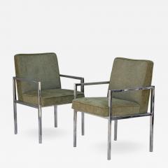 Pair of chic chromed steel upholstered armchairs - 974903