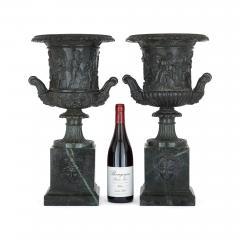 Pair of classical Italian grey marble vases after the famous Medici vase - 2500528