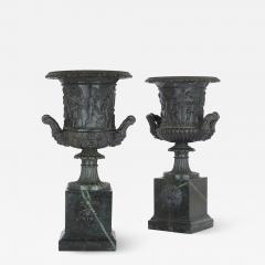 Pair of classical Italian grey marble vases after the famous Medici vase - 2502539