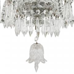 Pair of clear cut and etched glass 6 light chandeliers - 3386203