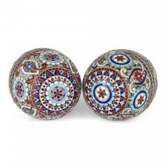 Pair of cloisonn enamel decorated and silver gilt eggs - 3239621