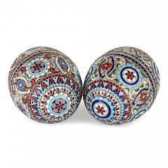 Pair of cloisonn enamel decorated and silver gilt eggs - 3239624