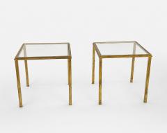 Pair of coffee tables in gilded iron by Robert Thibier France circa 1960 - 4709216