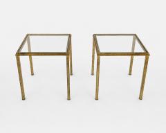 Pair of coffee tables in gilded iron by Robert Thibier France circa 1960 - 4709222