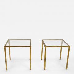 Pair of coffee tables in gilded iron by Robert Thibier France circa 1960 - 4714403