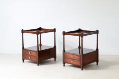 Pair of coffee tables nightstands with tray top and turned columns - 3891522