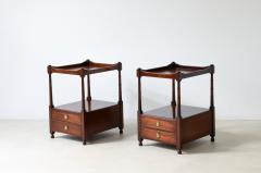 Pair of coffee tables nightstands with tray top and turned columns - 3891596