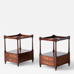 Pair of coffee tables nightstands with tray top and turned columns - 3893409