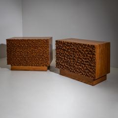 Pair of contemporary Italian Sideboards with Brutalist Surface Design - 4690514