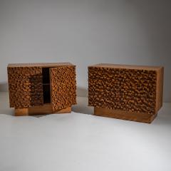 Pair of contemporary Italian Sideboards with Brutalist Surface Design - 4690515