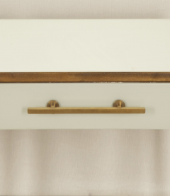 Pair of contemporary Italian wood and white glass nightstands - 4430701