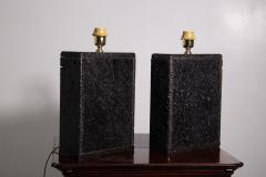 Pair of contemporary Sicilian lava stone table lamps - 3871766