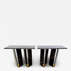 Pair of contemporary consoles with cactus resin panels by ABDB Designs - 4309950