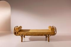 Pair of daybeds in rattan and bamboo with velvet upholstery Italy 1960s - 4254129