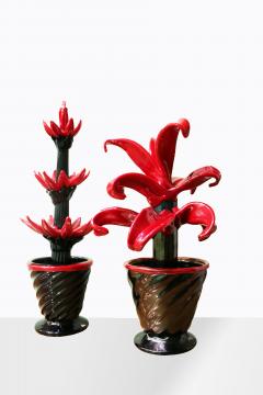 Pair of decorative glass plants - 894982