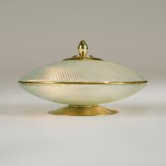 Pair of domed glass table lamps with brass base frame and decorative filial - 4245770
