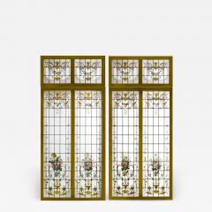 Pair of double stained glass windows and their transoms circa 1880 - 1206060