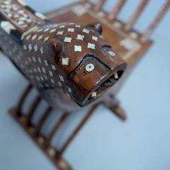 Pair of early 20th century inlaid Mughal Savonarola armchairs mahogany and bone - 4316389