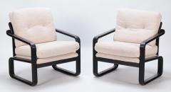 Pair of ebonized French open armchairs recently upholstered in Boucle fabric  - 3242920