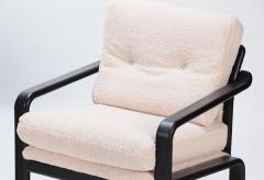 Pair of ebonized French open armchairs recently upholstered in Boucle fabric  - 3242924