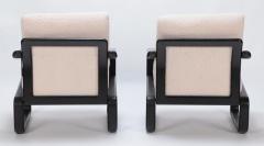Pair of ebonized French open armchairs recently upholstered in Boucle fabric  - 3242926