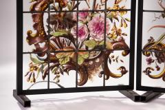 Pair of enameled stained glass panels France circa 1880 - 1460497