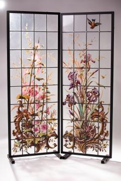 Pair of enameled stained glass panels France circa 1880 - 1460499