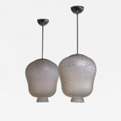 Pair of etched frosted glass pendants - 3281102