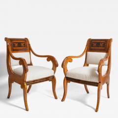 Pair of etruscan armchairs XIXth c  - 4562544