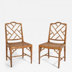 Pair of faux bamboo and canning chairs 1970s  - 4547616