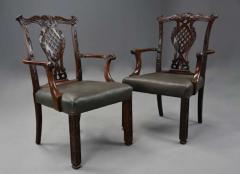 Pair of fine quality Chippendale style mahogany open armchairs - 4806011