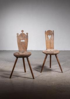 Pair of folk art chairs - 3607043