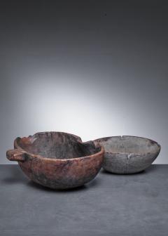 Pair of folk art wood bowls - 3790732