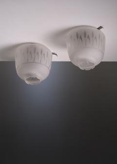 Pair of frosted glass ceiling lamps - 3577023