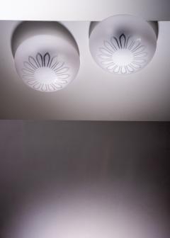 Pair of frosted glass flush mount ceiling lamps - 2440829
