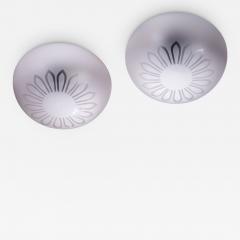 Pair of frosted glass flush mount ceiling lamps - 2442272