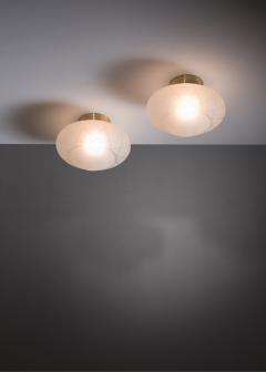 Pair of frosted glass flush mount ceiling lamps - 3072439
