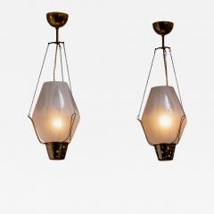 Pair of frosted glass pendants - 3390935